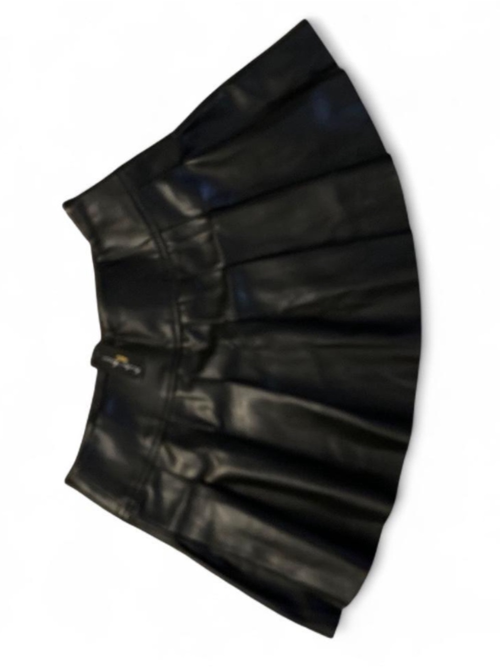 Black Faux Leather Pleated Mini Skirt
